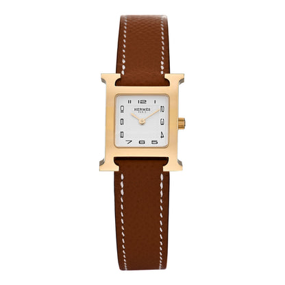 Hermes Stainless Steel Epsom 21mm Heure H Hour Quartz Watch Gold 1 of 5