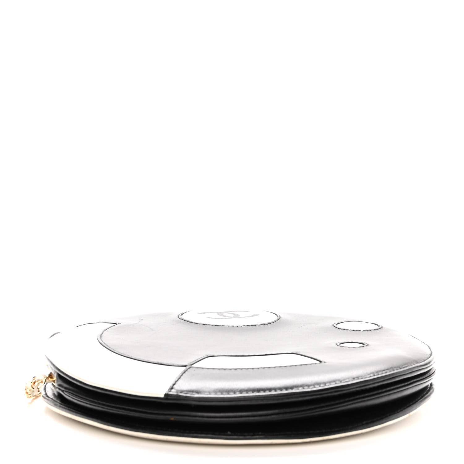 Chanel Lambskin Kisslock Round Bag Black White 4 of 13