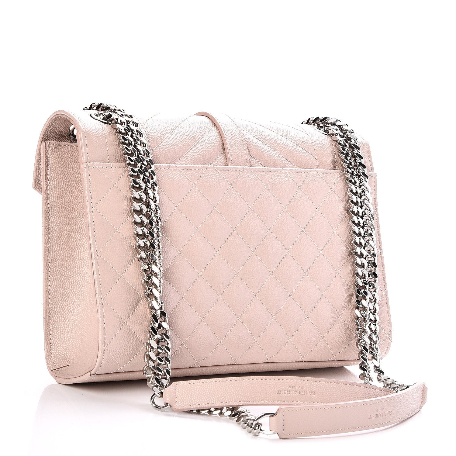 Saint Laurent Grain De Poudre Textured Mixed Matelasse Medium Triquilt Monogram Satchel Marble Pink 4 of 8