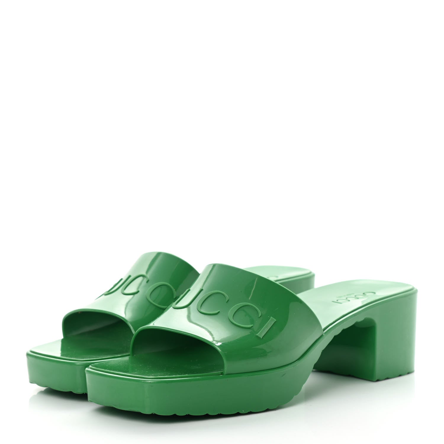 Gucci Rubber Gucci Logo Womens Platform 20/60mm Slide Sandals 39 New Shamarock 3 of 8
