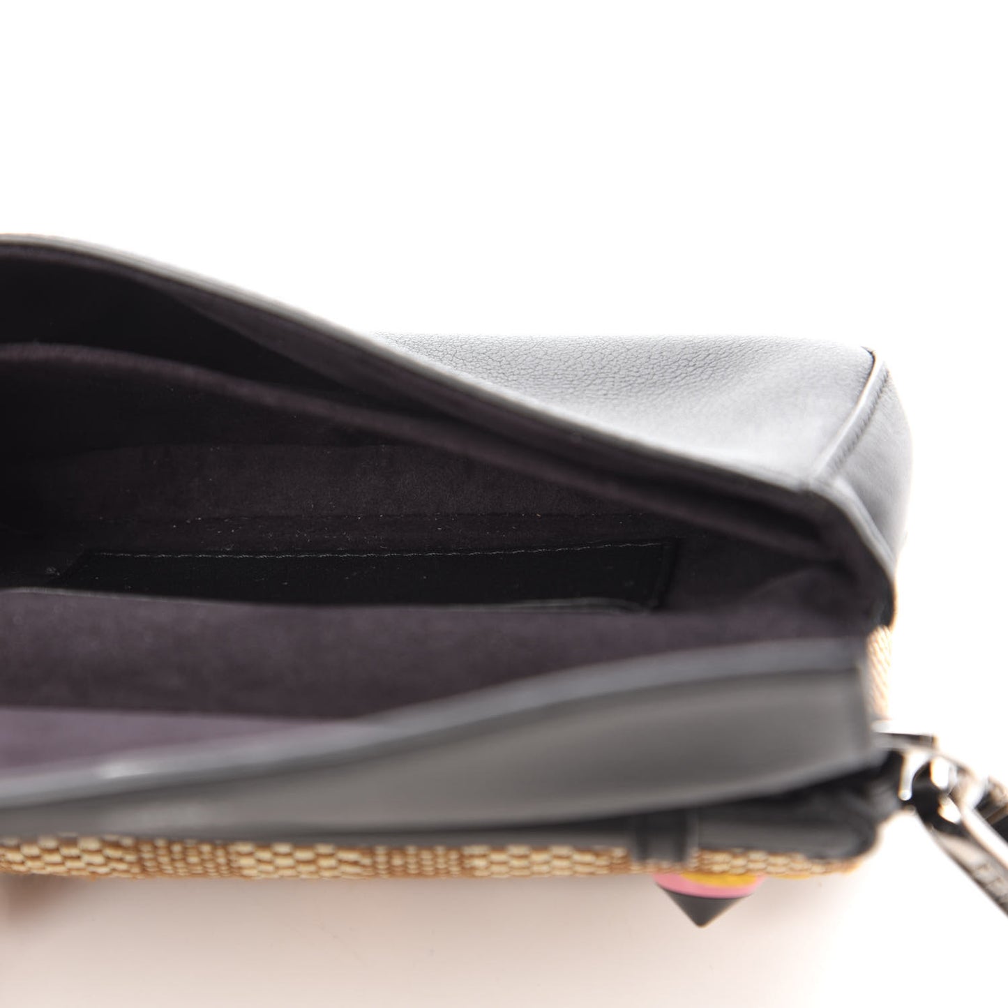 Paglia Vitello Dolce Paillettes Flowerland Studded Striped Micro Double Baguette Natural Multicolor