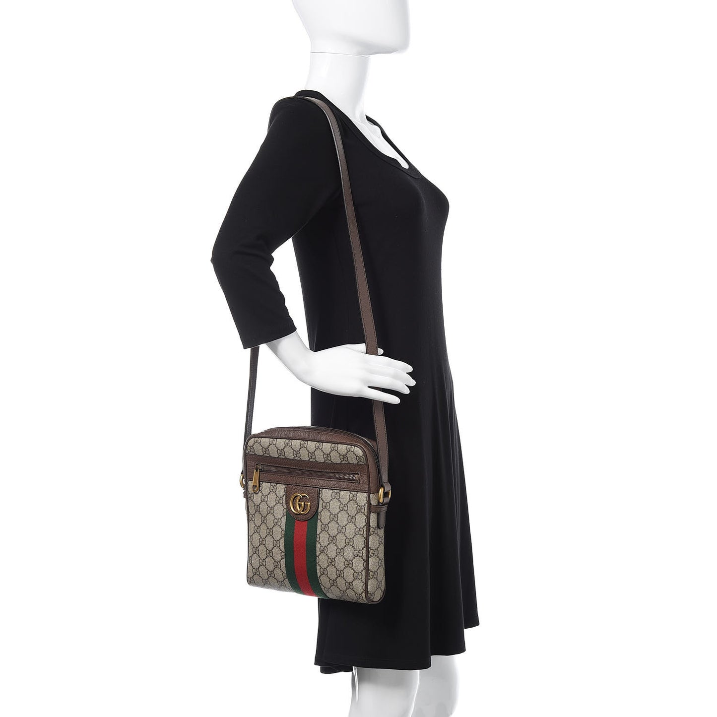 GG Supreme Monogram Web Small Ophidia Messenger Bag Brown