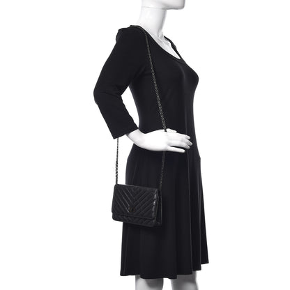Chanel Aged Calfskin Chevron Quilted Reissue Wallet On Chain WOC So Black 2 of 9