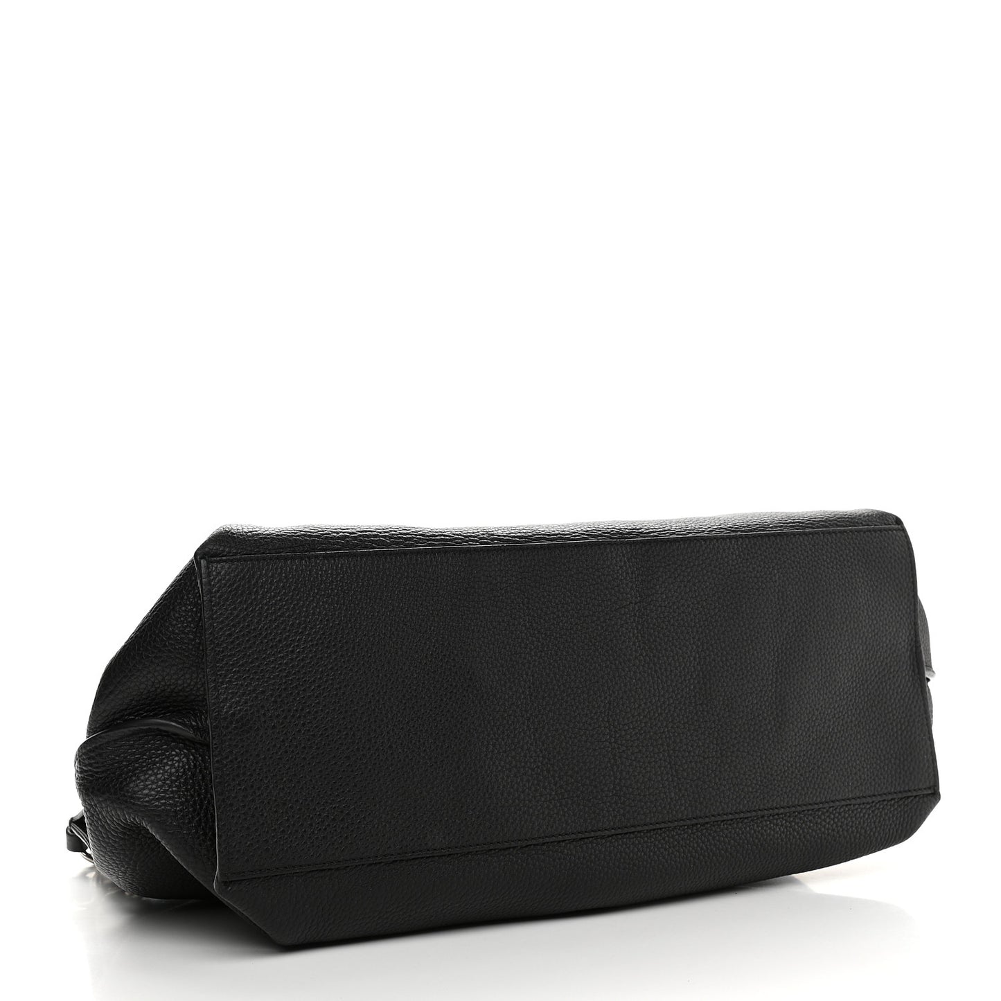 Pebbled Calfskin Large Bamboo Daily Top Handle Bag Black