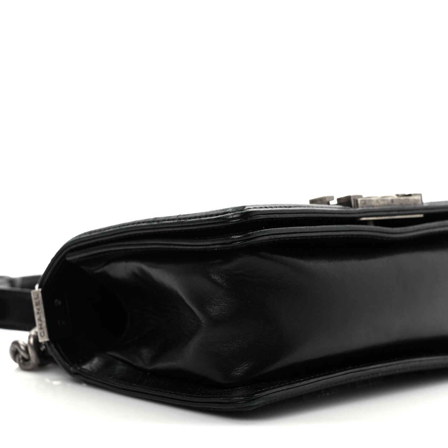 Calfskin Crystal Studded Small Studded Boy Flap Black