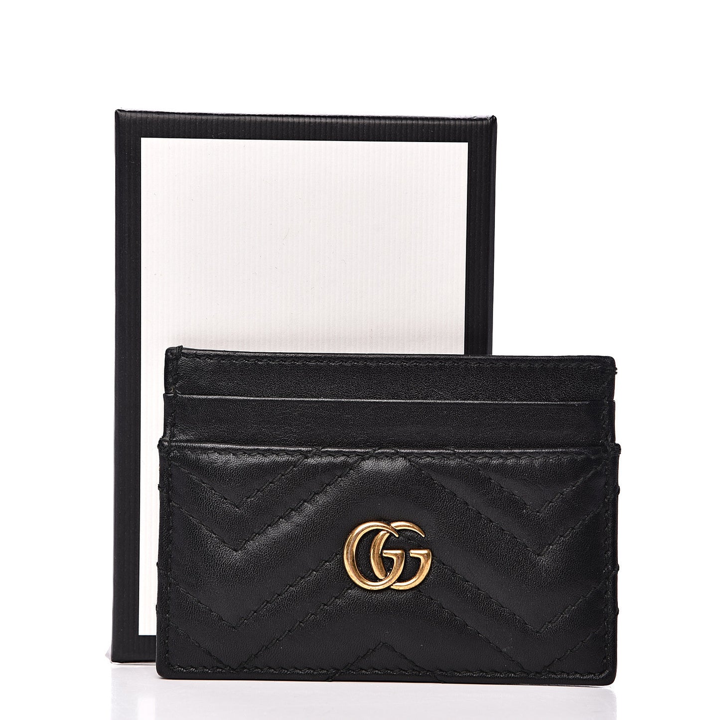 Calfskin Matelasse GG Marmont Card Holder Black
