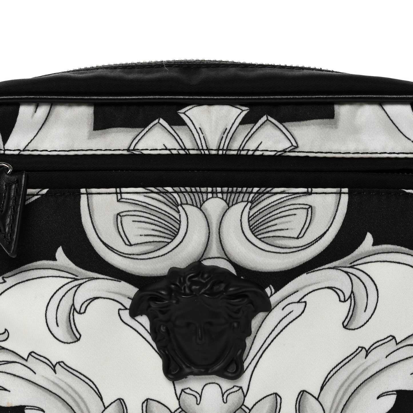 Nylon Baroque Medusa Belt Bag Black White