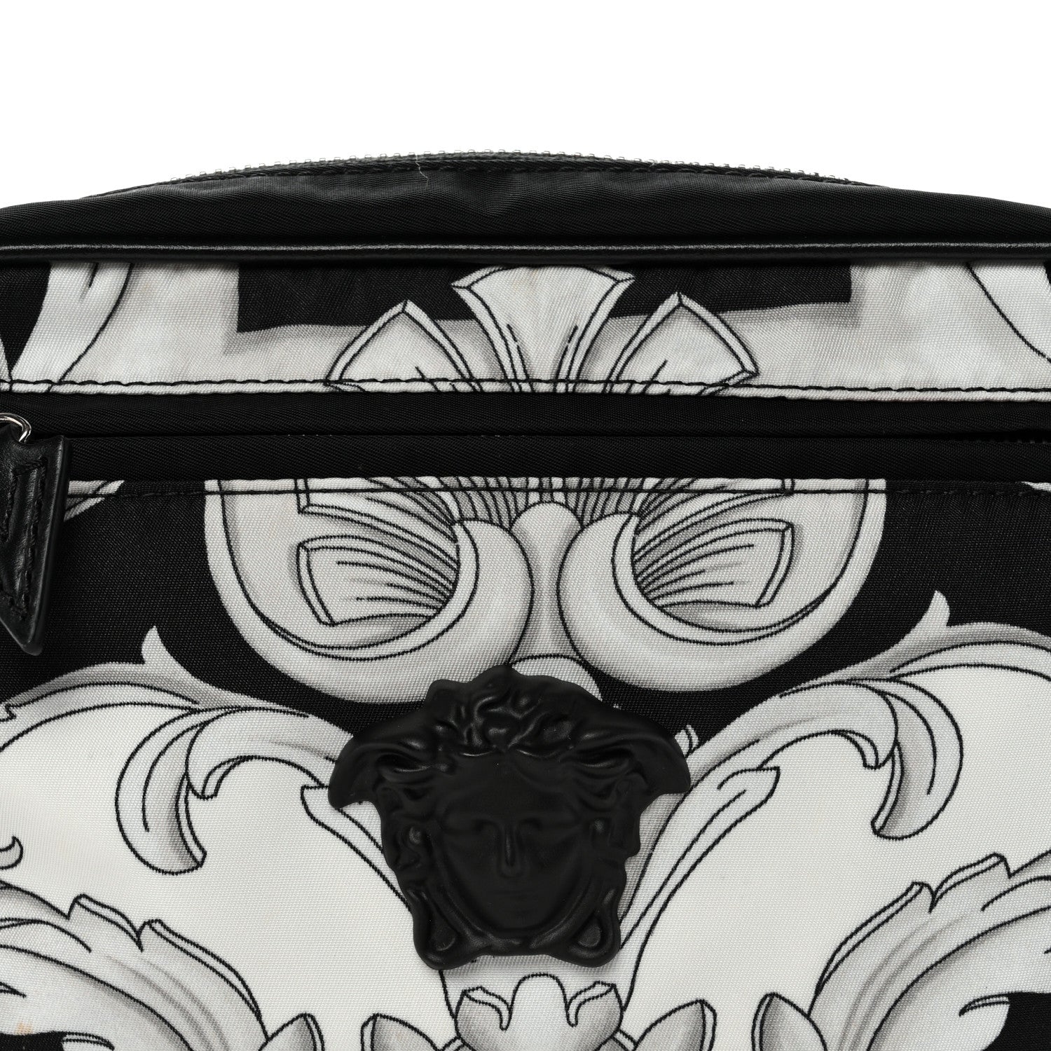 Versace Nylon Baroque Medusa Belt Bag Black White 7 of 10