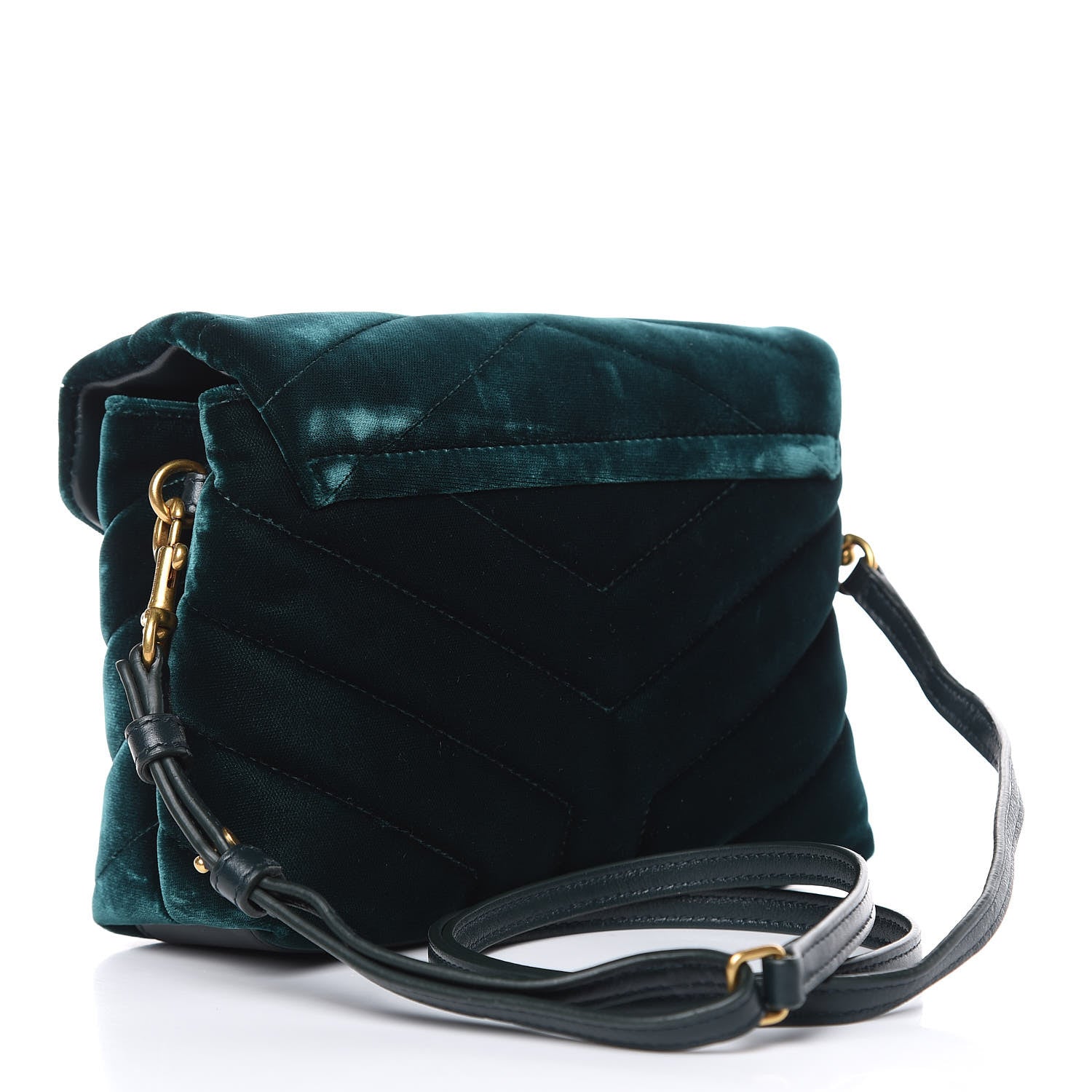 Saint Laurent Velvet Y Quilted Monogram Toy Loulou Chain Satchel Dark Ottanio 3 of 13