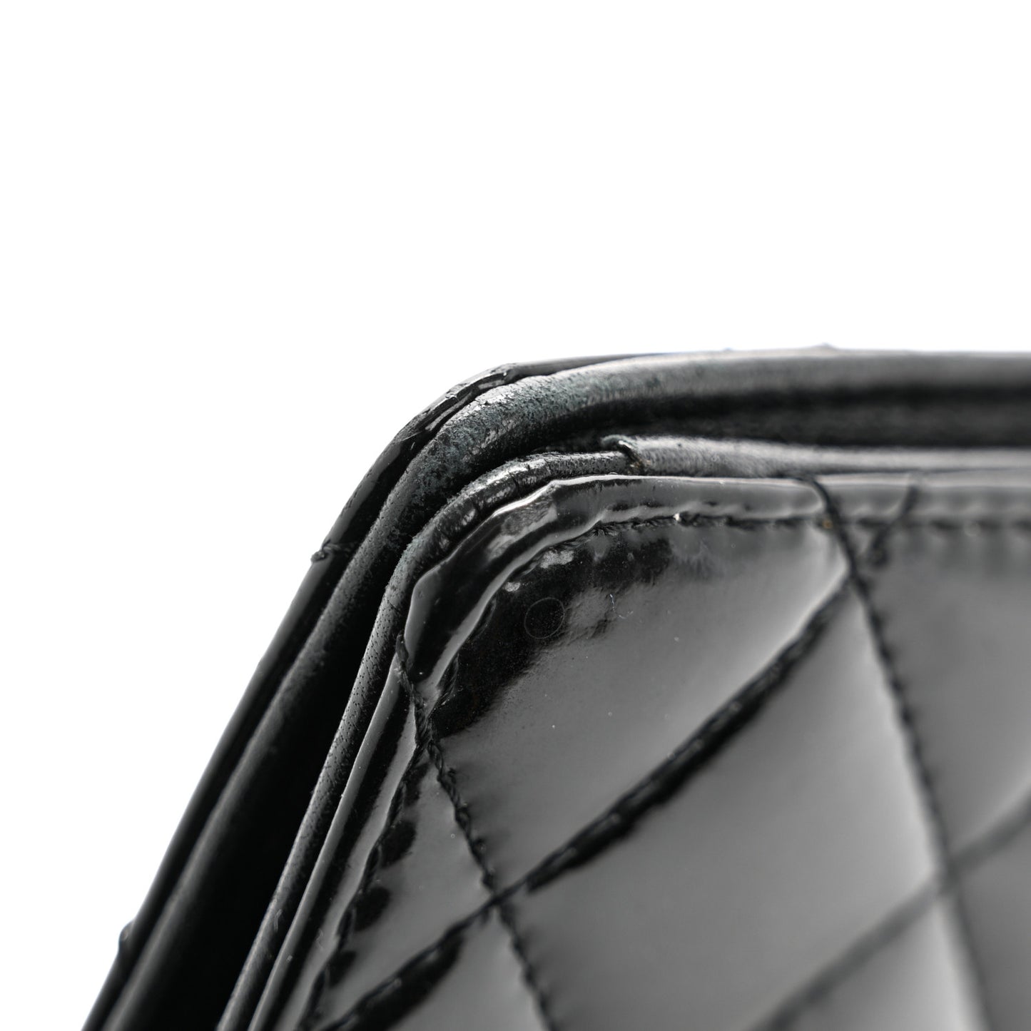 Patent Quilted Brilliant Yen Wallet Black