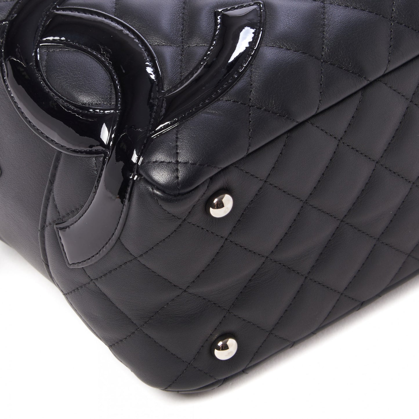 Calfskin Quilted Large Cambon Bowler Black