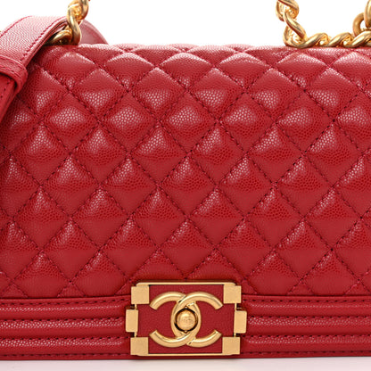 Chanel Caviar Medium Boy Logo Top Handle Flap Red 8 of 11