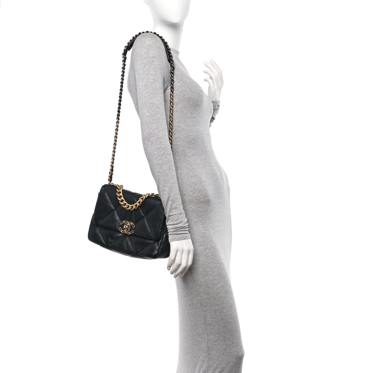 Chanel Goatskin Quilted Medium Chanel 19 Flap Black 2 of 10
