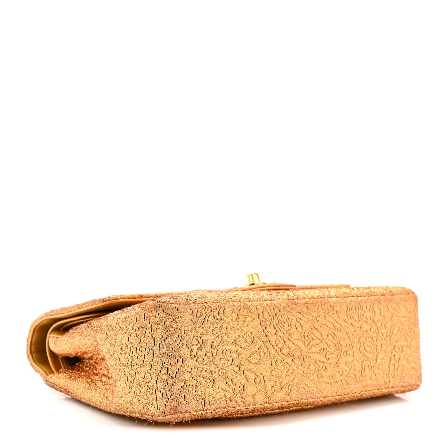 Metallic Brocade Quilted Small Double Flap Gold