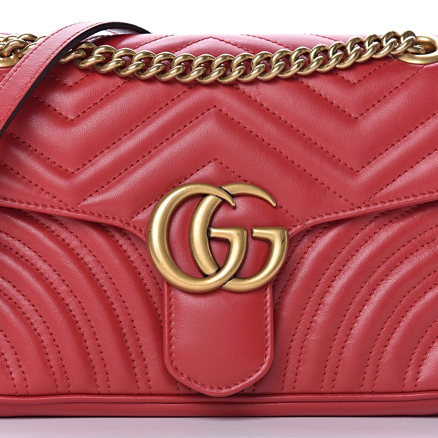 Gucci Calfskin Matelasse Small GG Marmont Shoulder Bag Hibiscus Red 13 of 13