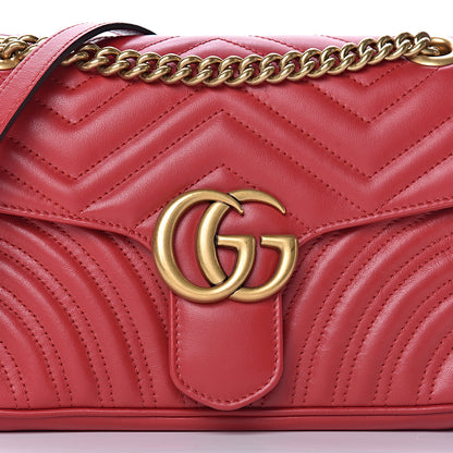 Gucci Calfskin Matelasse Small GG Marmont Shoulder Bag Hibiscus Red 13 of 13