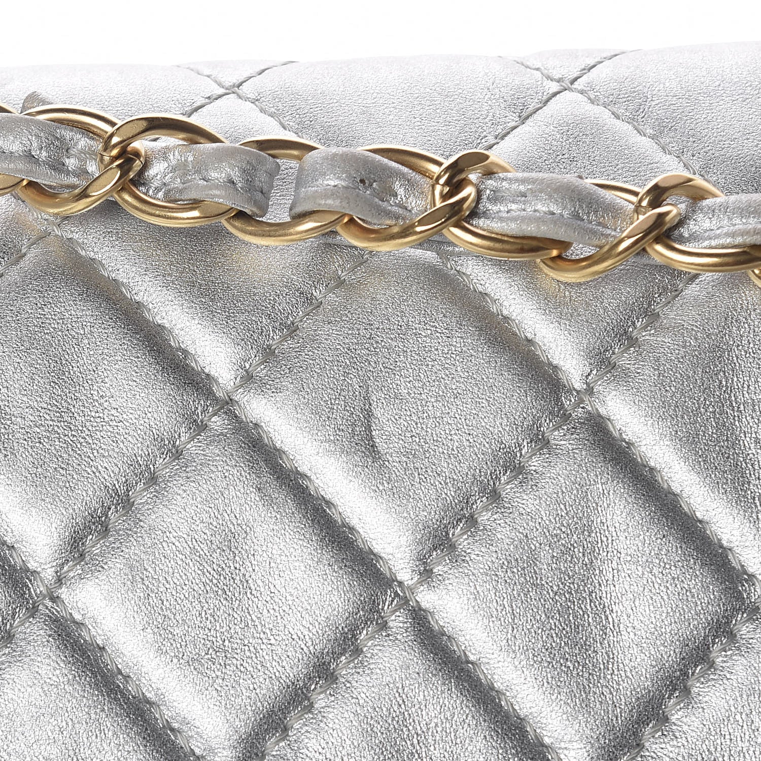 Chanel Metallic Lambskin Quilted Maxi Single Flap Silver 8 of 14