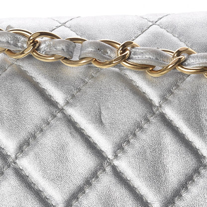 Chanel Metallic Lambskin Quilted Maxi Single Flap Silver 8 of 14