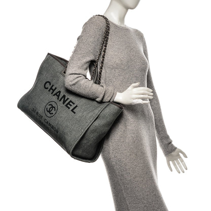 Chanel Canvas Large Deauville Tote Grey 2 of 8