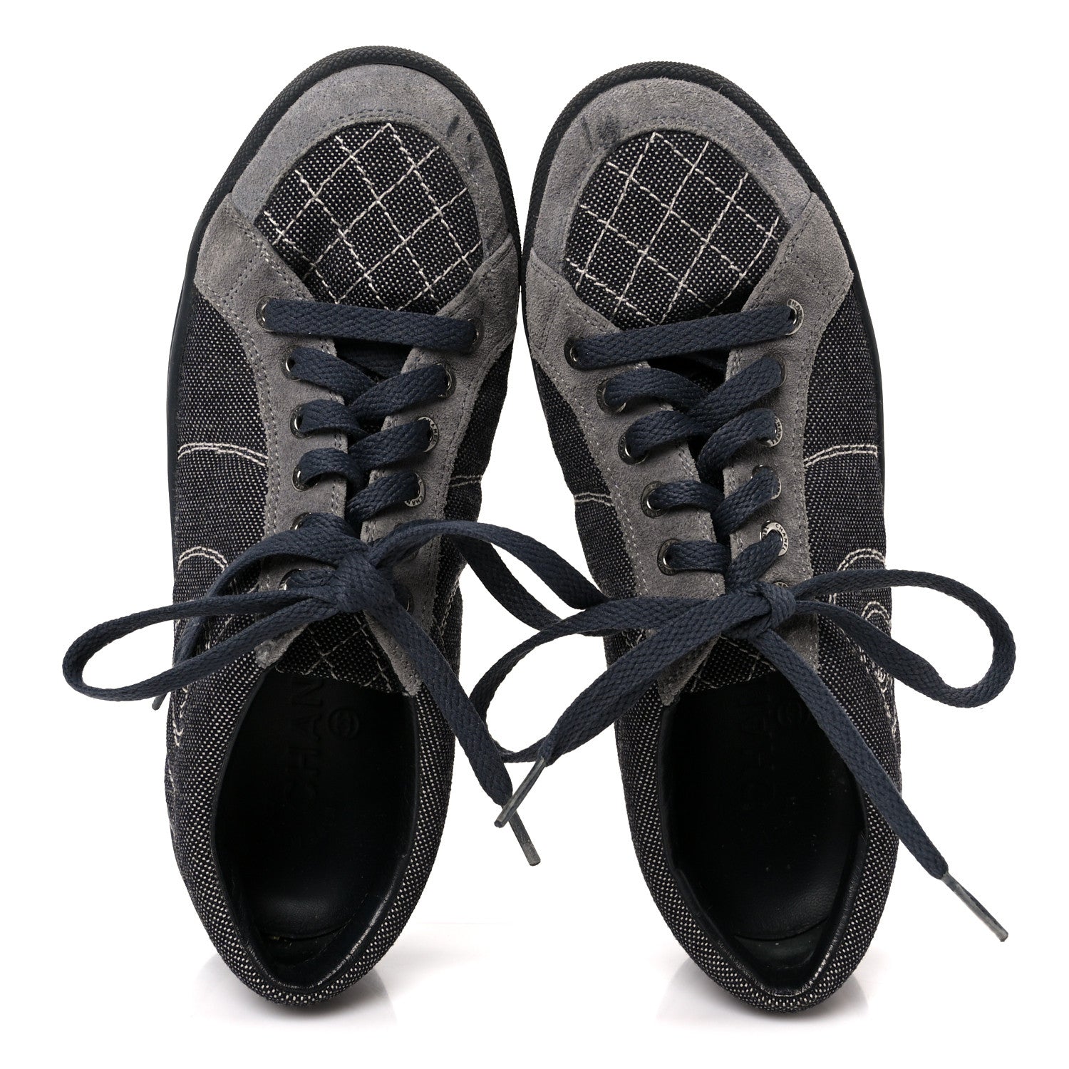 Chanel Toile Suede Calfskin CC Low Top Sneakers 36 Dark Grey 2 of 11