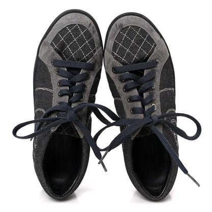 Chanel Toile Suede Calfskin CC Low Top Sneakers 36 Dark Grey 2 of 11