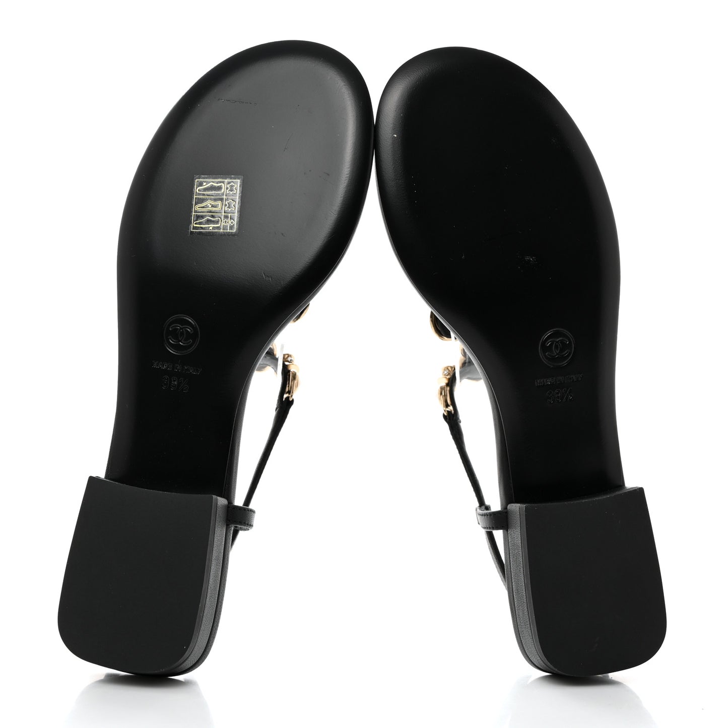 Lambskin Metal Heart Thong Sandals 39.5 Black