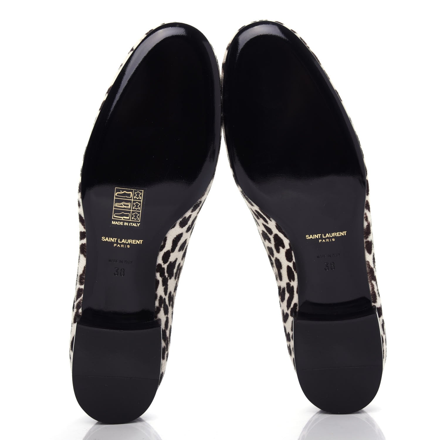 Saint Laurent Calfskin Calf Hair Corda Snow Leopard Slipper 38 Black White 6 of 11