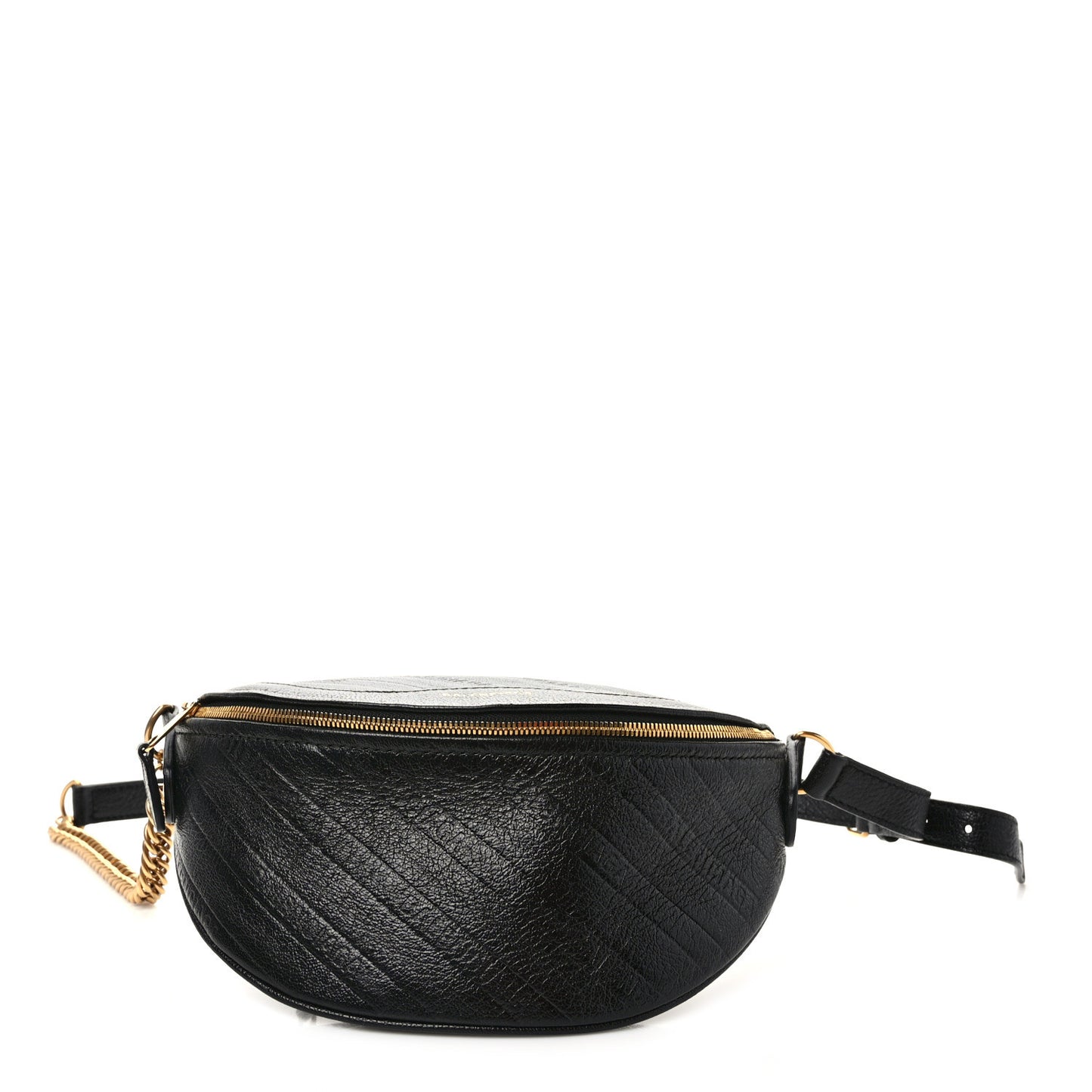 Shiny Goatskin Allover Logo Embossed XXS Souvenir Belt Bag Black