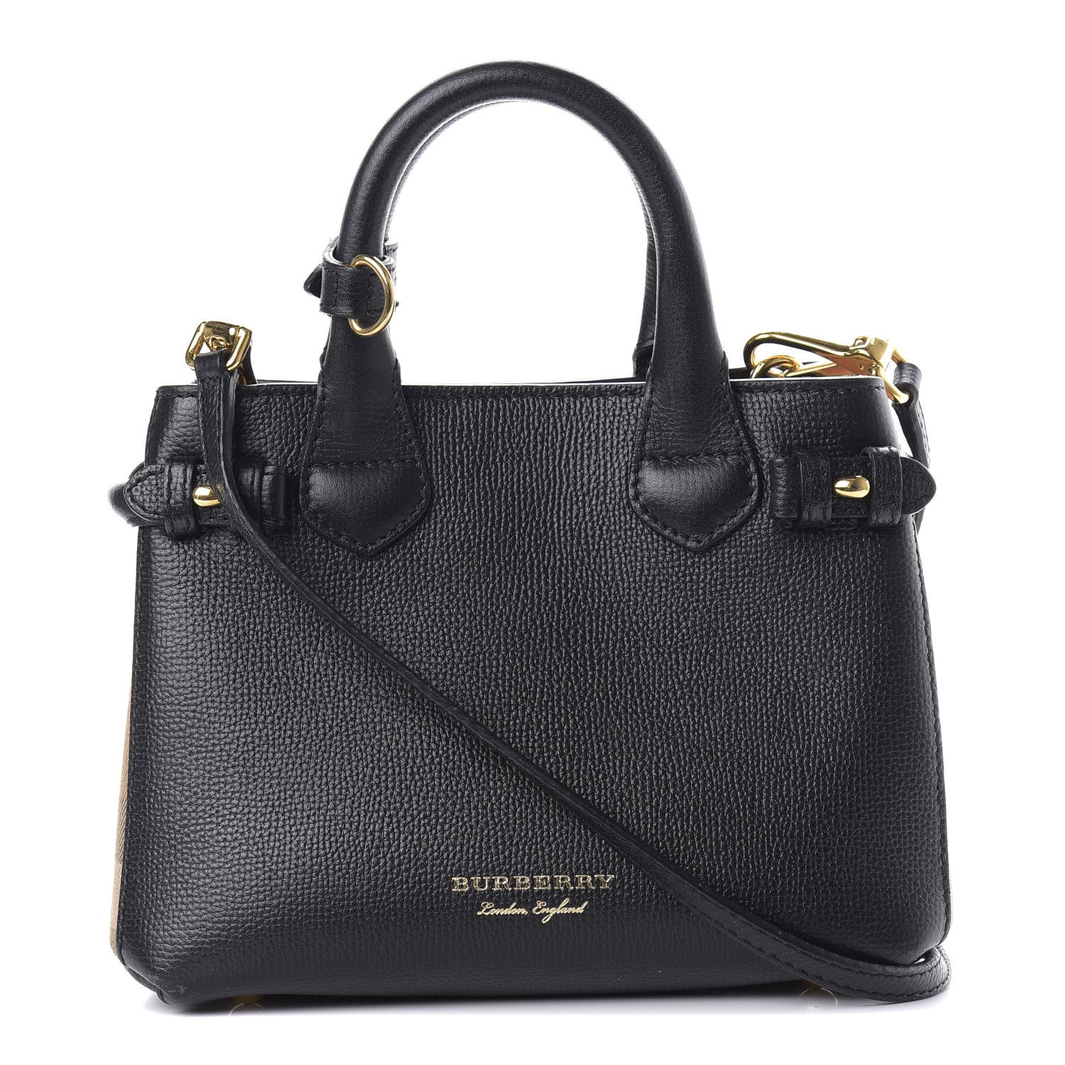 Burberry Derby Calfskin House Check Baby Banner Tote Black 1 of 9