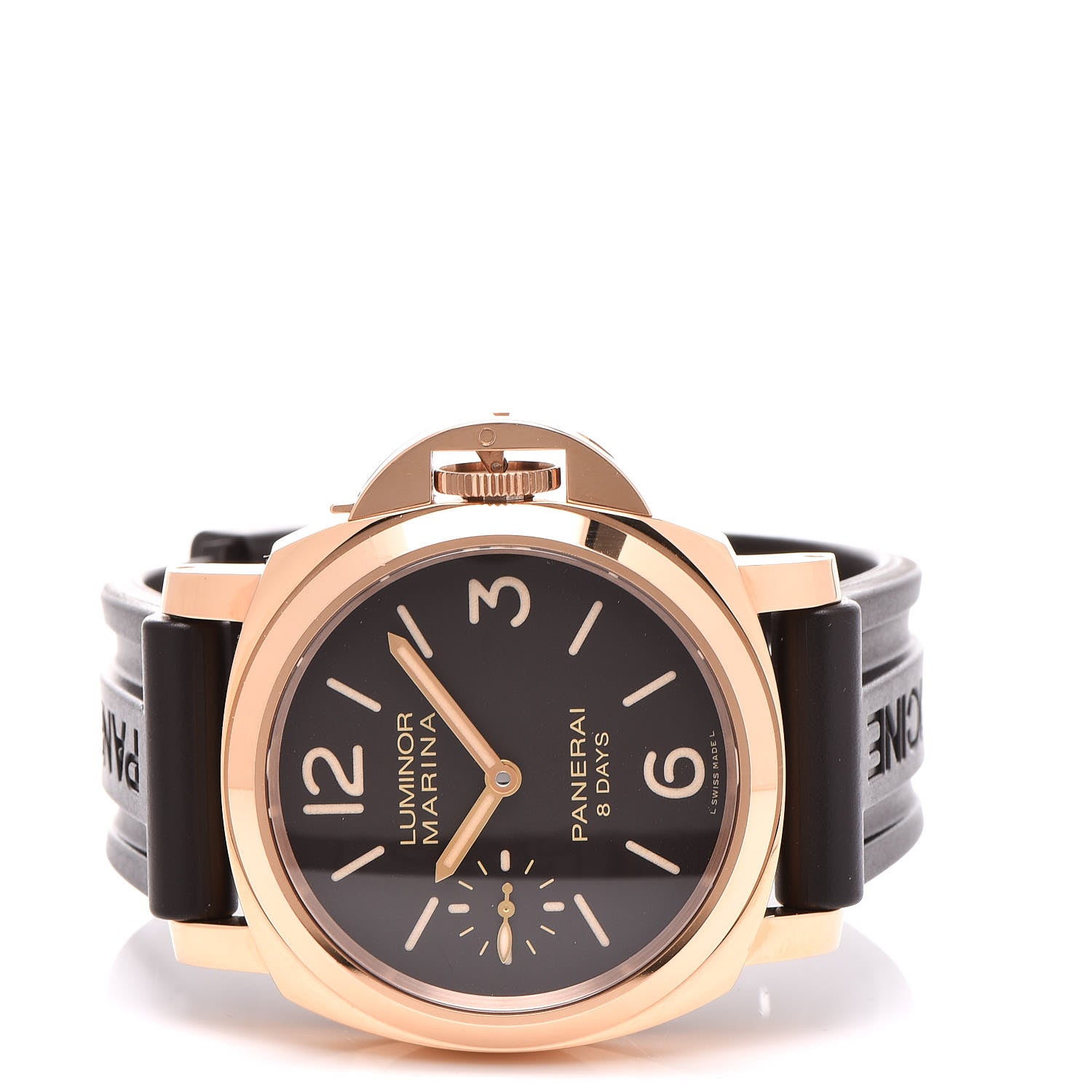 Panerai 18K Rose Gold Rubber 44mm Luminor Marina 8 Days ORO Rosso Manual Winding Watch Black PAM00511 3 of 8