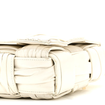 Bottega Veneta Calfskin Intreccio Plisse Cassette Crossbody Bag White 8 of 8