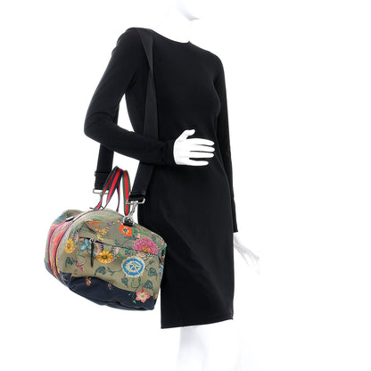 Gucci Canvas Web Floral Animal Large Carry On Duffle Khaki Green Multicolor 2 of 7