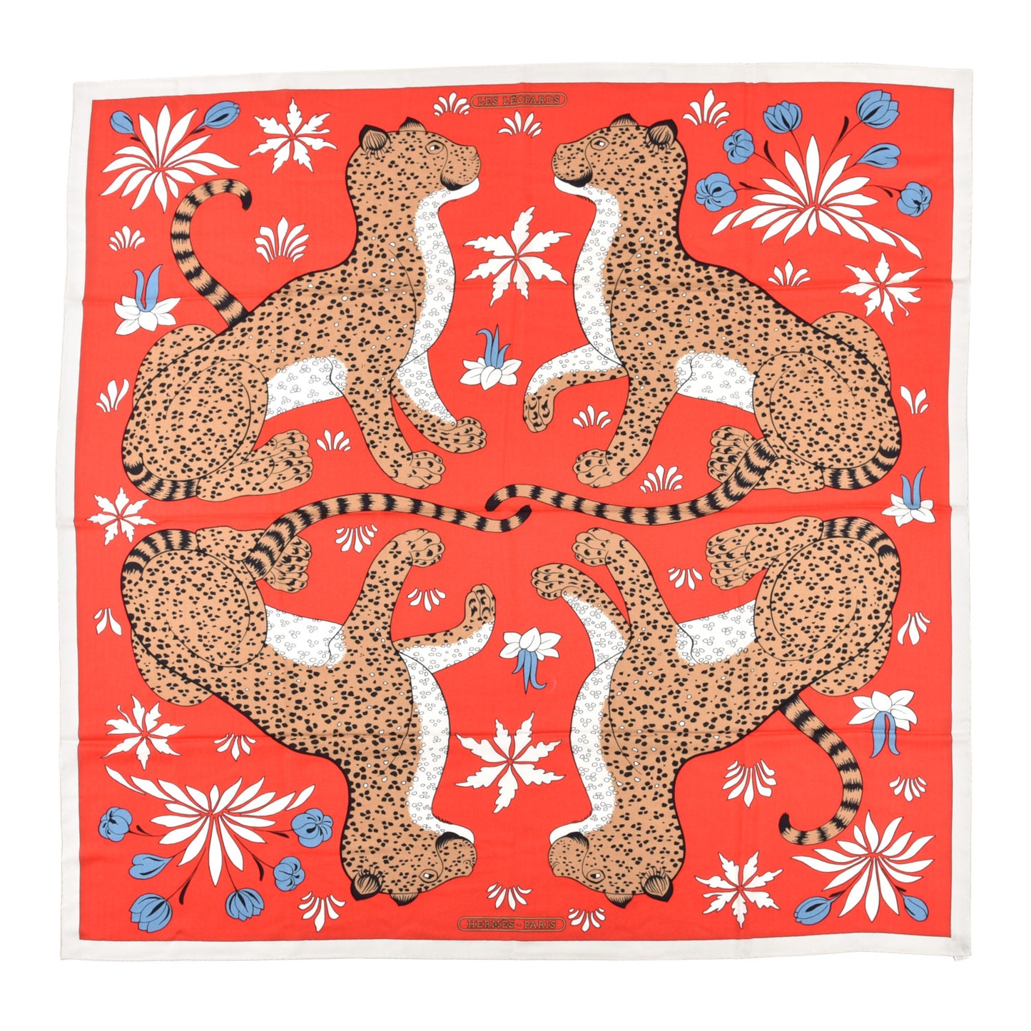 Silk Cashmere Les Leopards Shawl 140 Grenadine White Camel