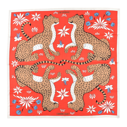 Hermes Silk Cashmere Les Leopards Shawl 140 Grenadine White Camel 1 of 4