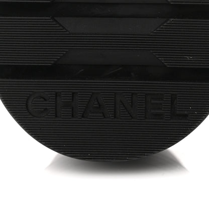Chanel Shiny Lambskin Quilted Lace Up Combat Boots 37 Grey Black 7 of 11