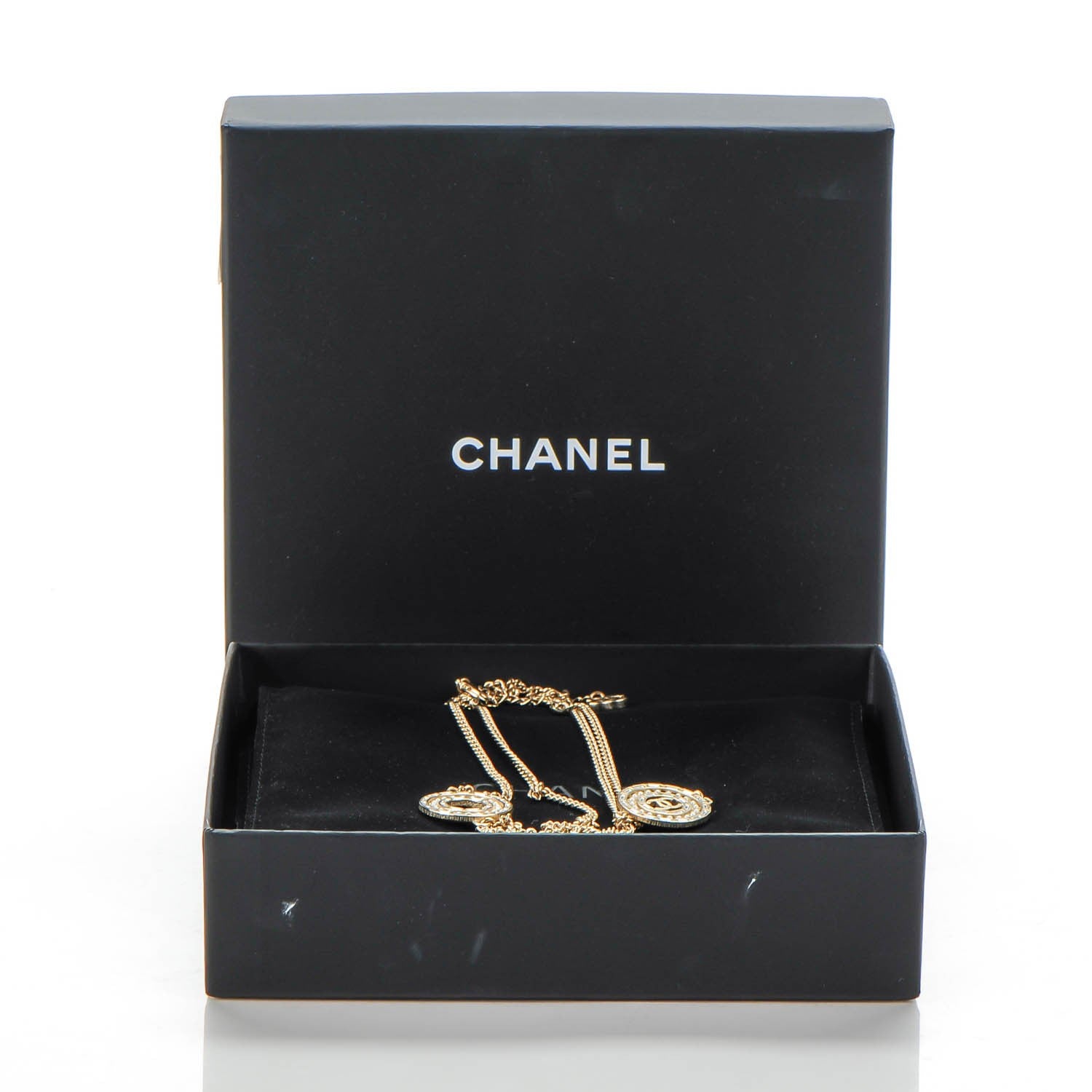 Chanel Crystal Baguette Pearl CC Chain Necklace Gold 4 of 4