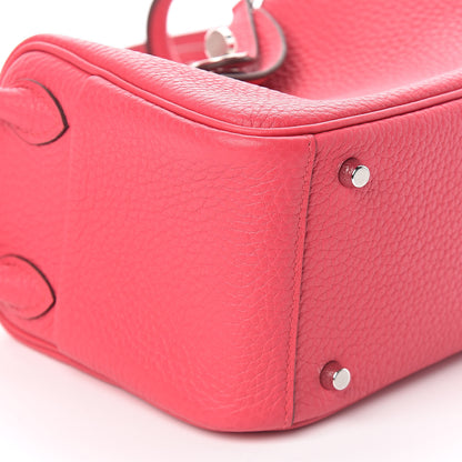 Hermes Taurillon Clemence Mini Lindy 20 Rose Extreme 7 of 8