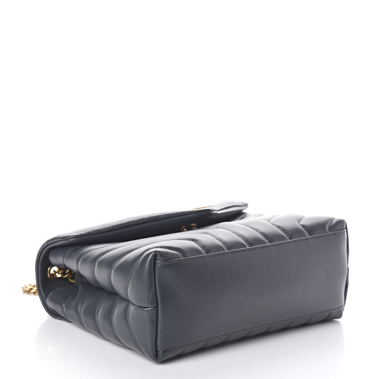 Saint Laurent Calfskin Y Quilted Monogram Small Loulou Chain Satchel Asphalt 4 of 9