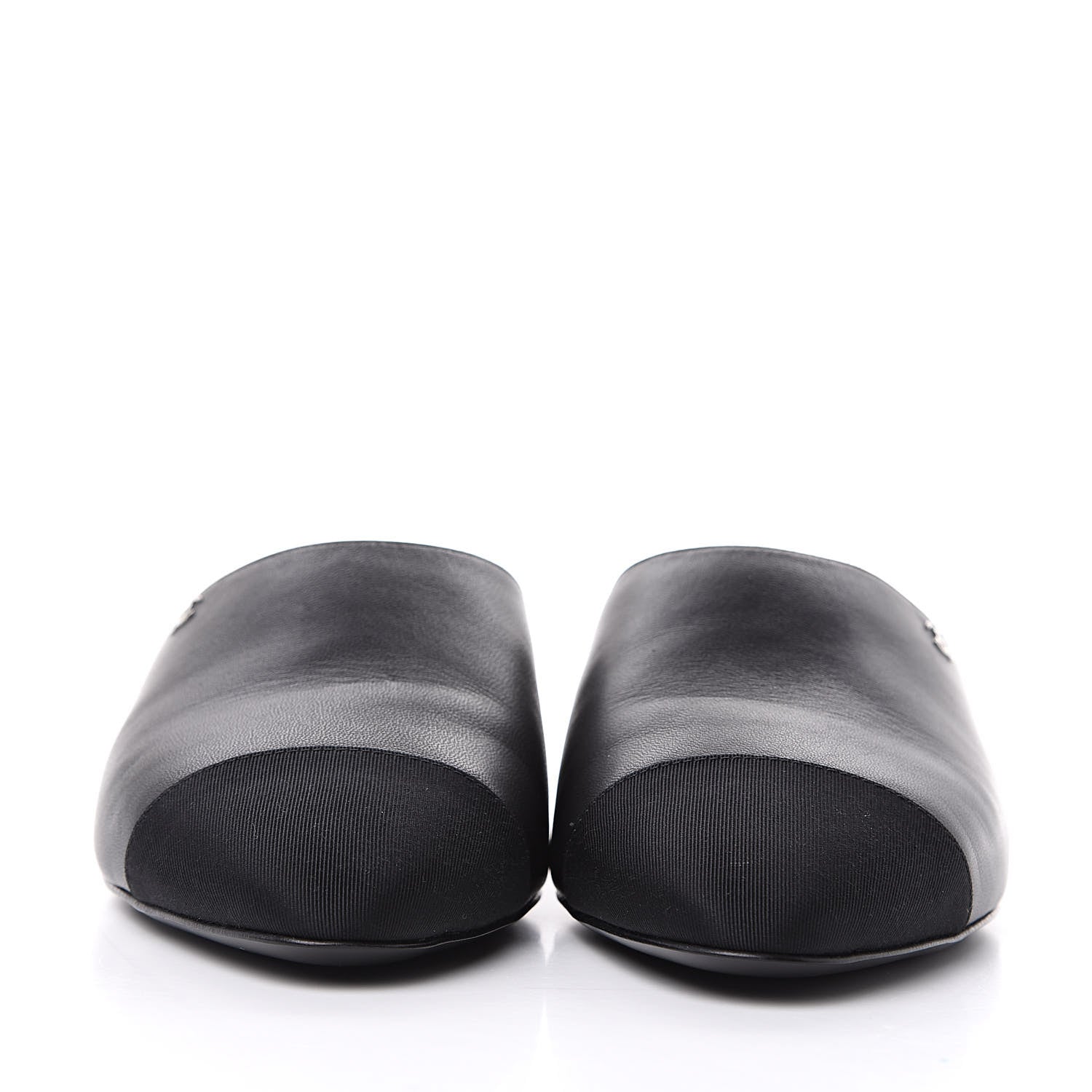 Chanel Lambskin Grosgrain Cap Toe CC Mules 39 Black 2 of 10