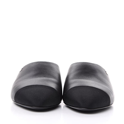 Chanel Lambskin Grosgrain Cap Toe CC Mules 39 Black 2 of 10