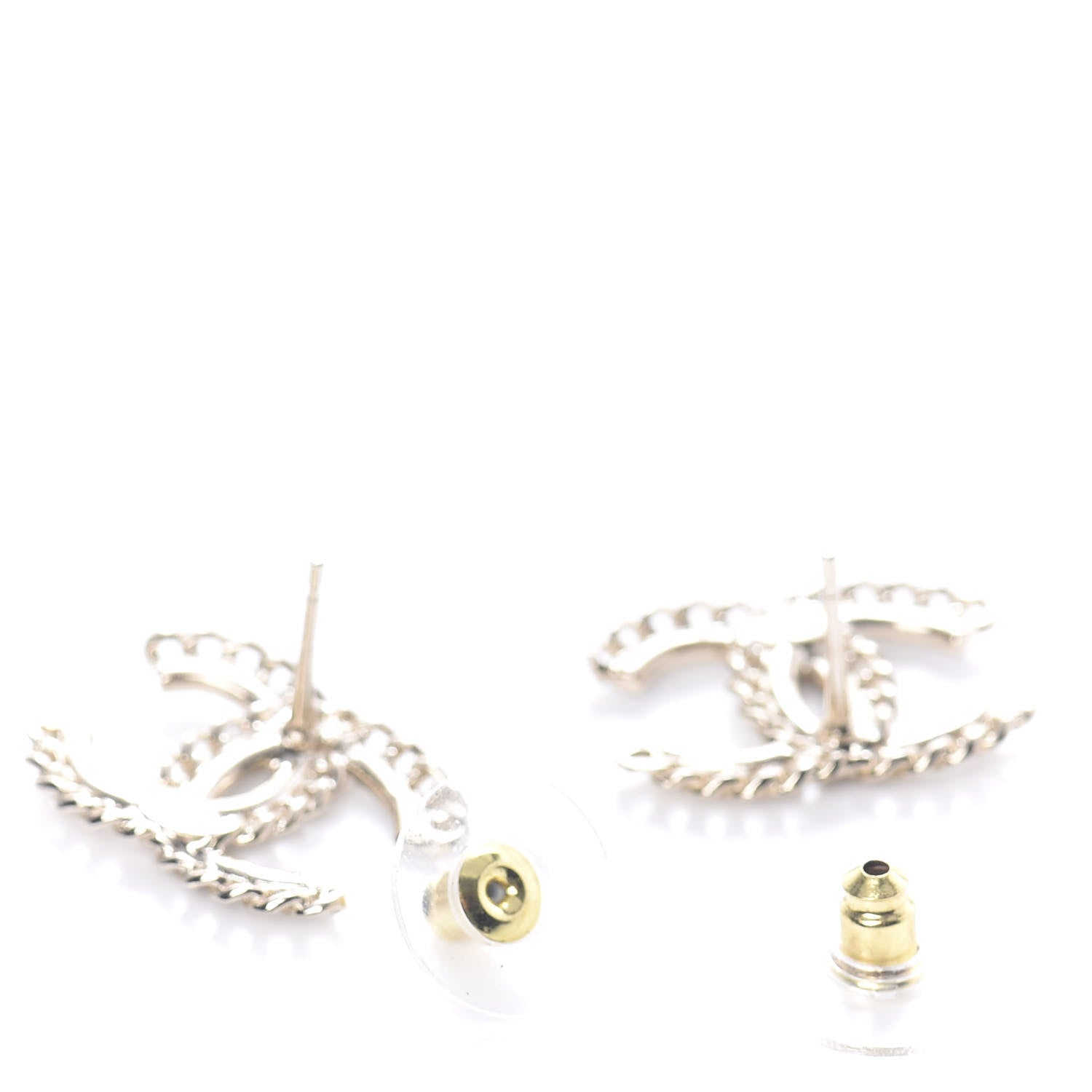 Chanel Crystal Chain CC Earrings Gold 4 of 5