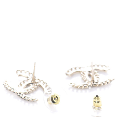 Chanel Crystal Chain CC Earrings Gold 4 of 5