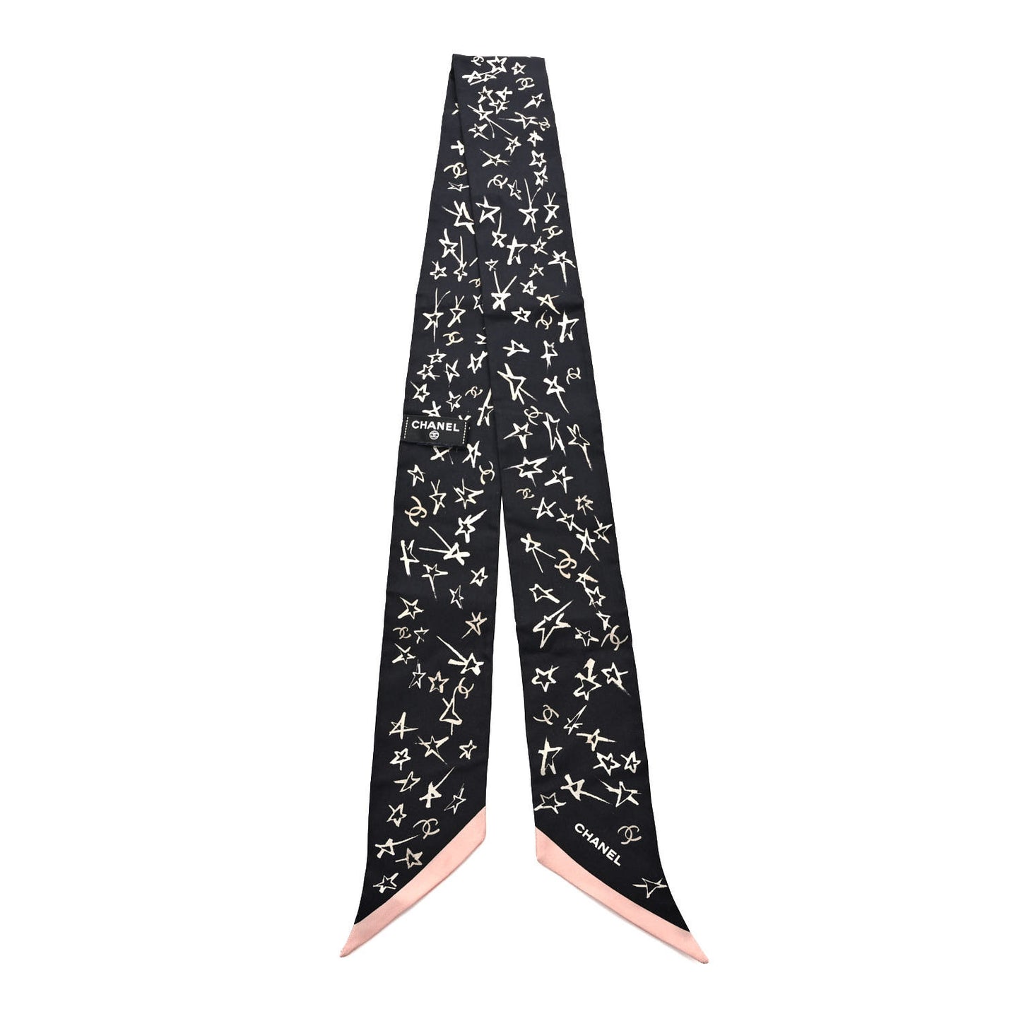 Silk Stars CC Slim Bandeau Scarf Black Ecru Light Pink