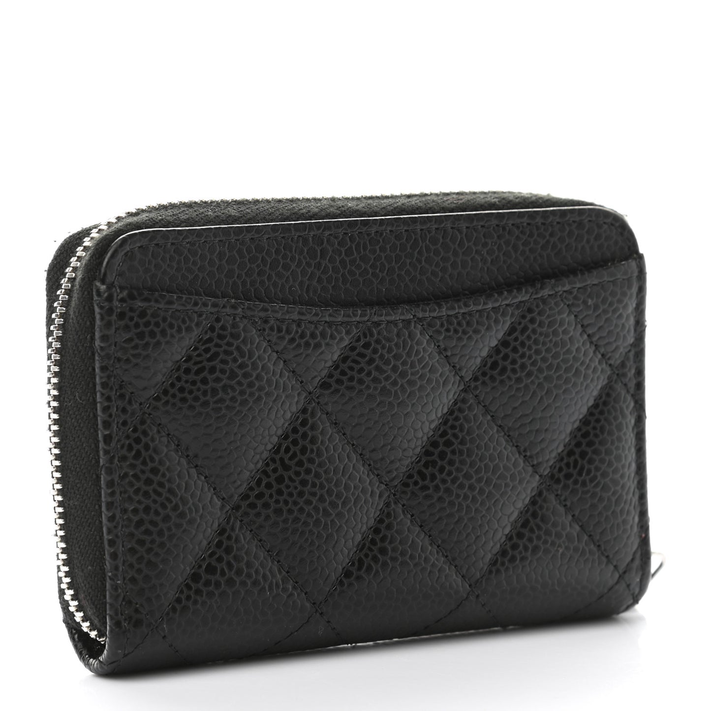 Caviar Quilted Classic Zipped Coin Purse Black
