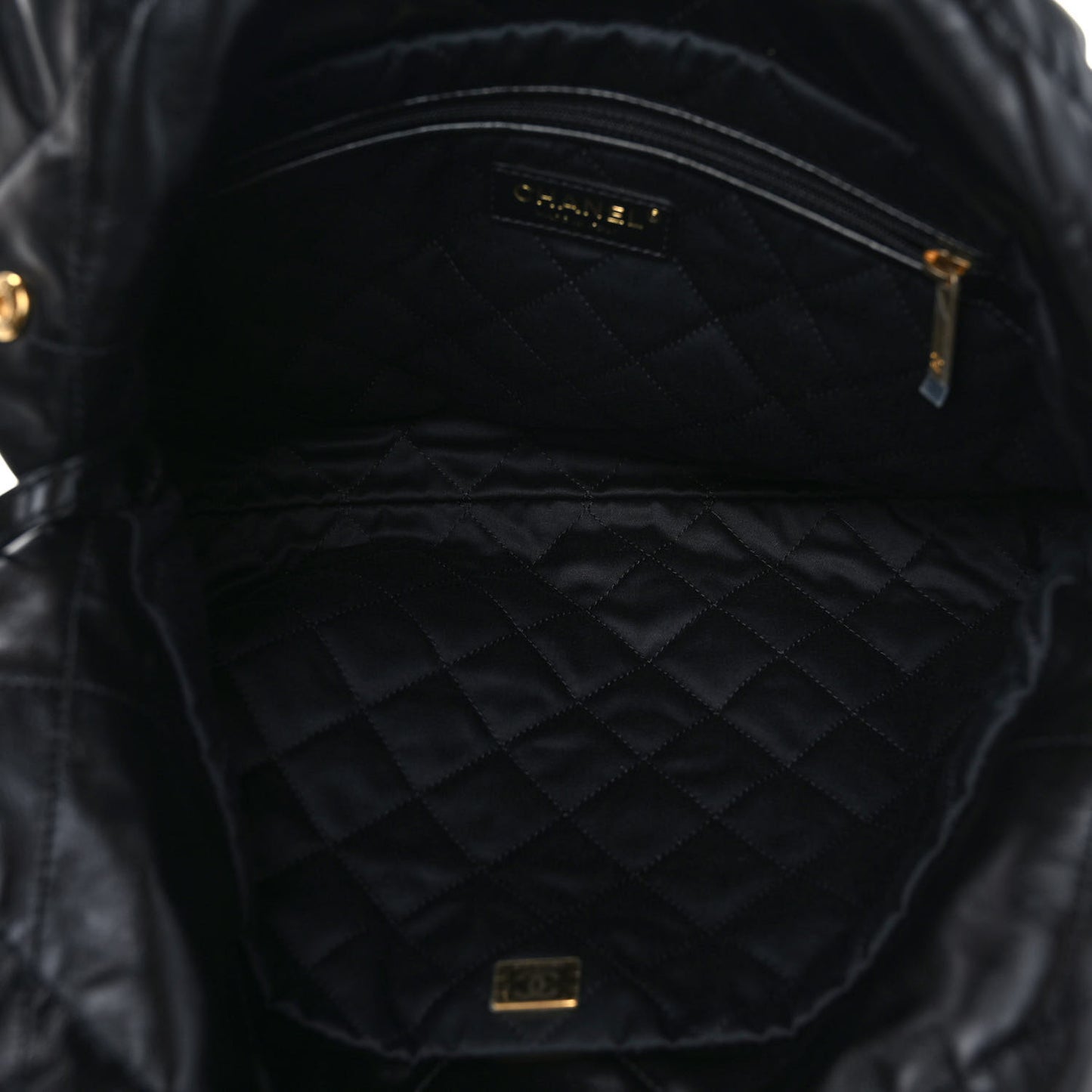 Shiny Calfskin Quilted Small Chanel 22 Black