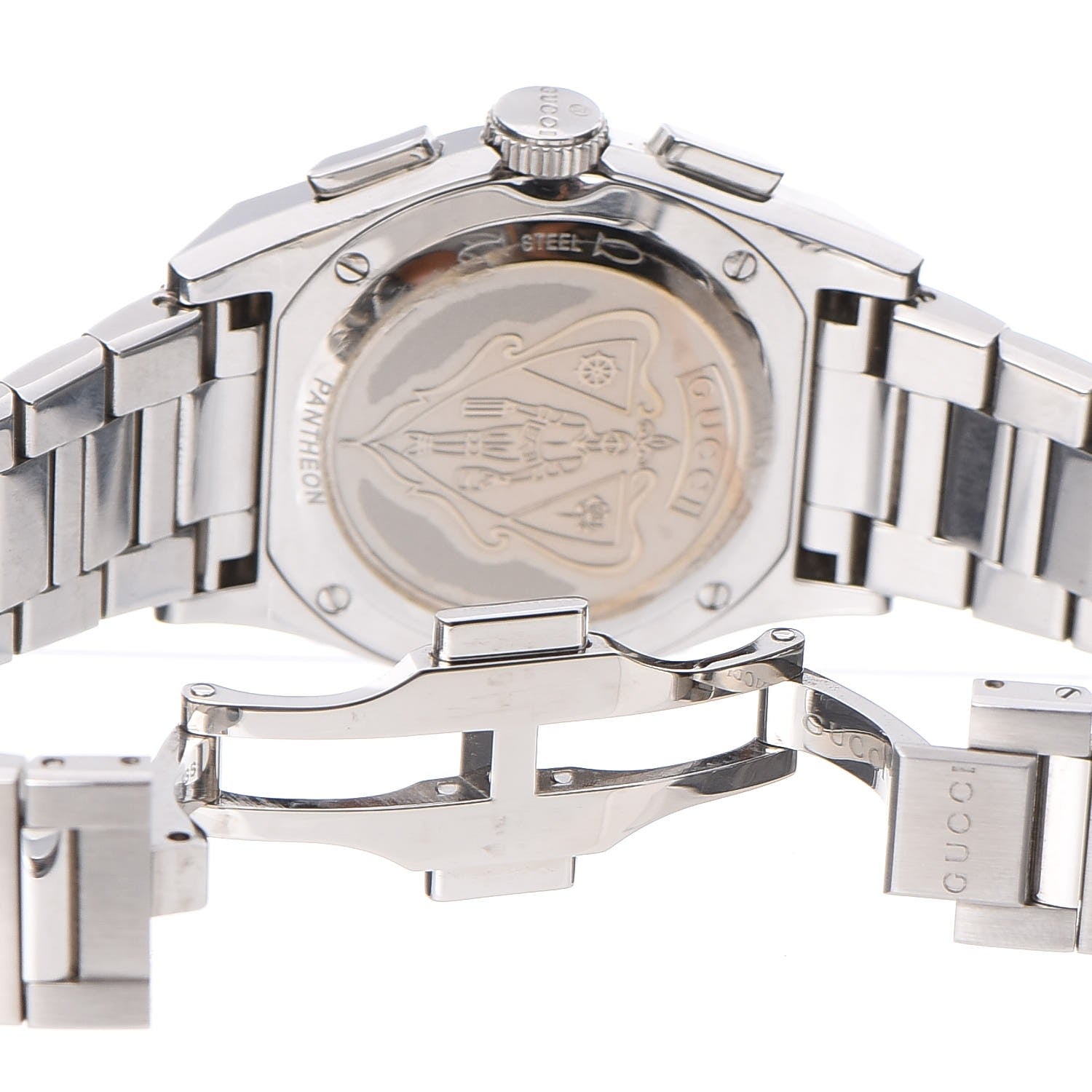 Gucci Stainless Steel Diamond Bezel Mother of Pearl 34mm Pantheon Chronograph Quartz Watch 6 of 9
