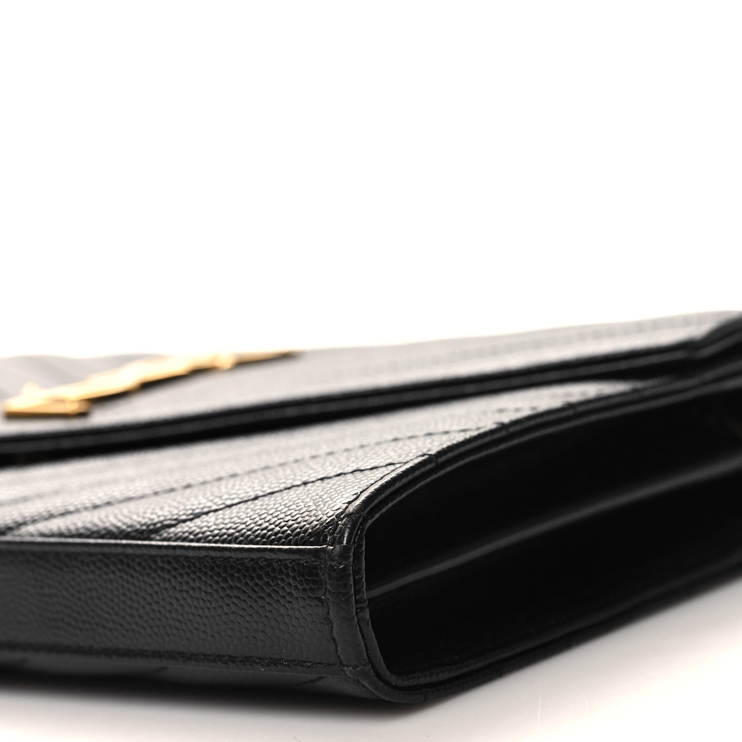 Grain De Poudre Matelasse Chevron Monogram Chain Wallet Black