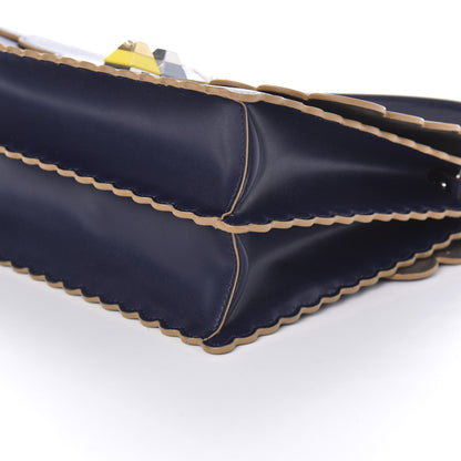 Fendi Vitello Liberty Scalloped Studded Kan I Shoulder Bag Blueberry 7 of 10