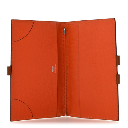 Hermes Chevre Mysore Bi-Color Globe Trotter Agenda Cover PM Gold Orange 5 of 10