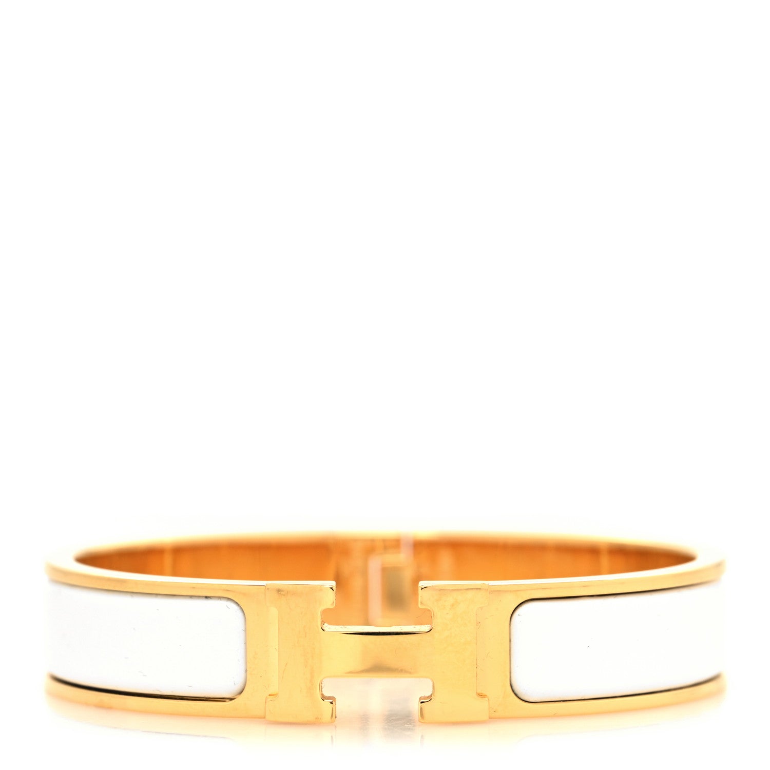 Hermes Enamel Narrow Clic Clac H Bracelet PM White 1 of 5